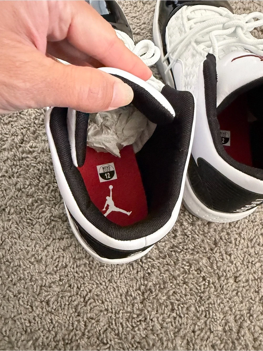Jordan Retro Low-Top Sneakers in White, Black and Red